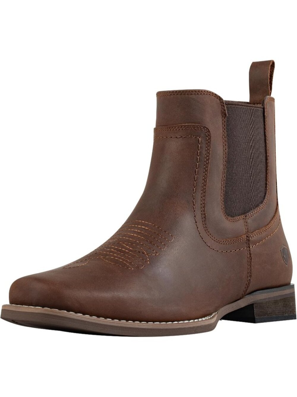 Men’s Brown Cowboy Boots Square Toe Chelsea Slip On Western Casual Work Boots